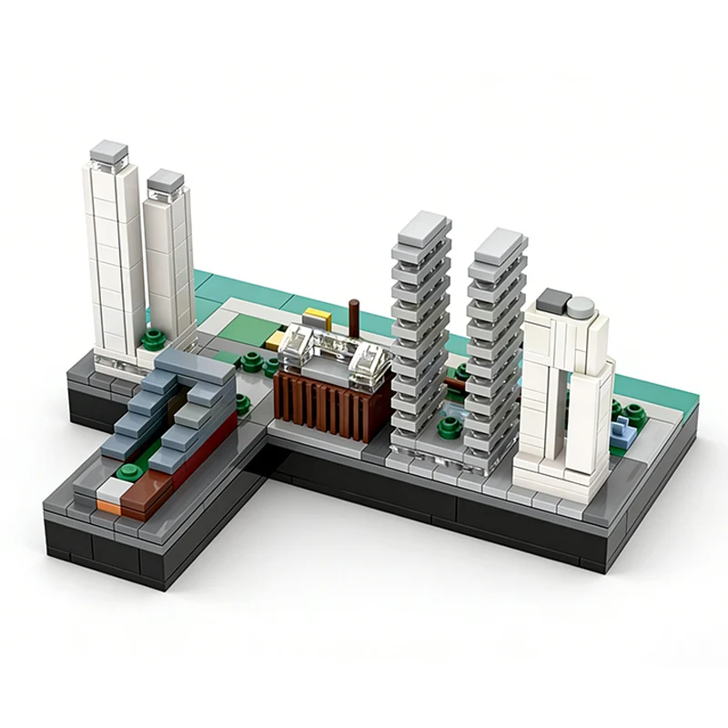 City Street View Model MOC Building Bricks Domino Park Redevelopment Modular Technology Children Holiday Gifts Assemble Toy Suit