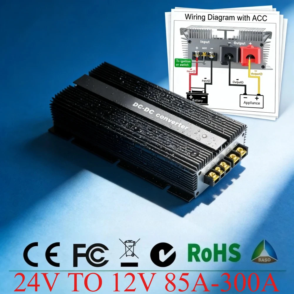24V TO 12V 85A-300A DC Power Converter Buck Step Down Voltage Regulator Power Supply Module Car Truck Vehicle Switching CE