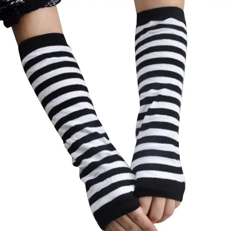 

Женские модные длинные перчатки, вязаные искусственные рукава, теплые накладные рукава без пальцев, женские однотонные перчатки до локтя