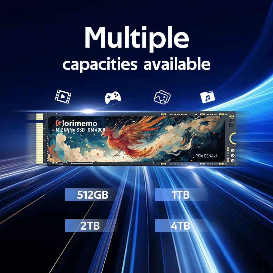 Glorimemo PCIe 4.0 M.2 1TB NVMe SSD PS5 Game 5000MB/s Internal Solid State Drive M Key  2280 SSD Hard Disk Drive for PS5 Deskt