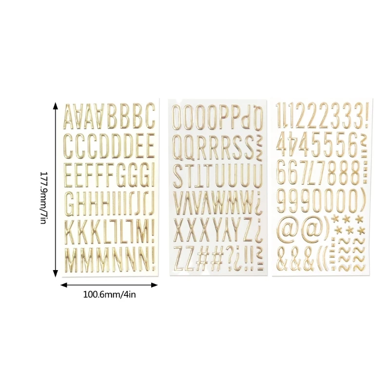 3D Metallic Letter Number Sticker for Scrapbooking Journal Notebook Photo Album