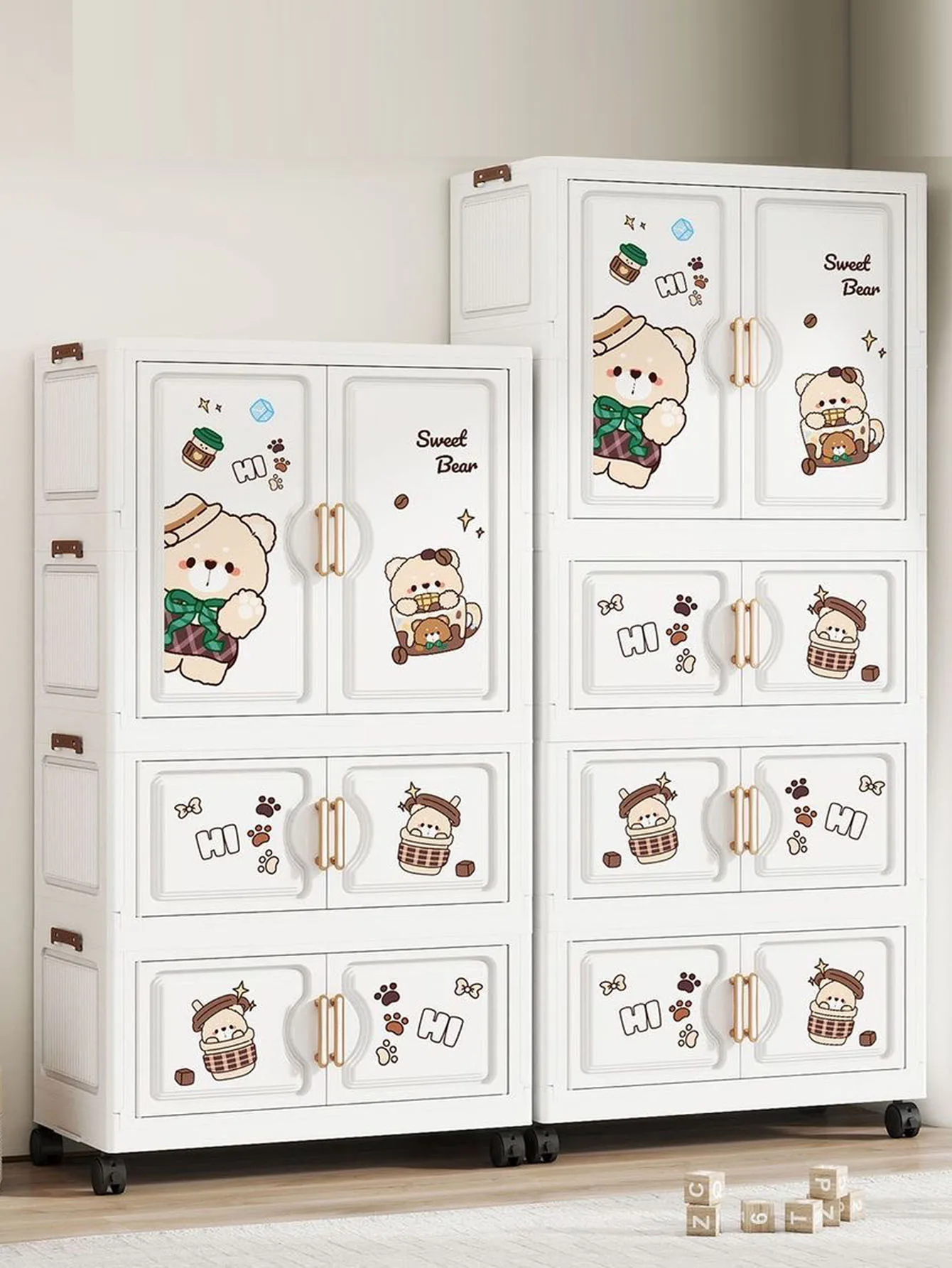 

No-install baby wardrobe, baby storage cabinet, thickened household children's clothing storage cabinet, foldable simple small c