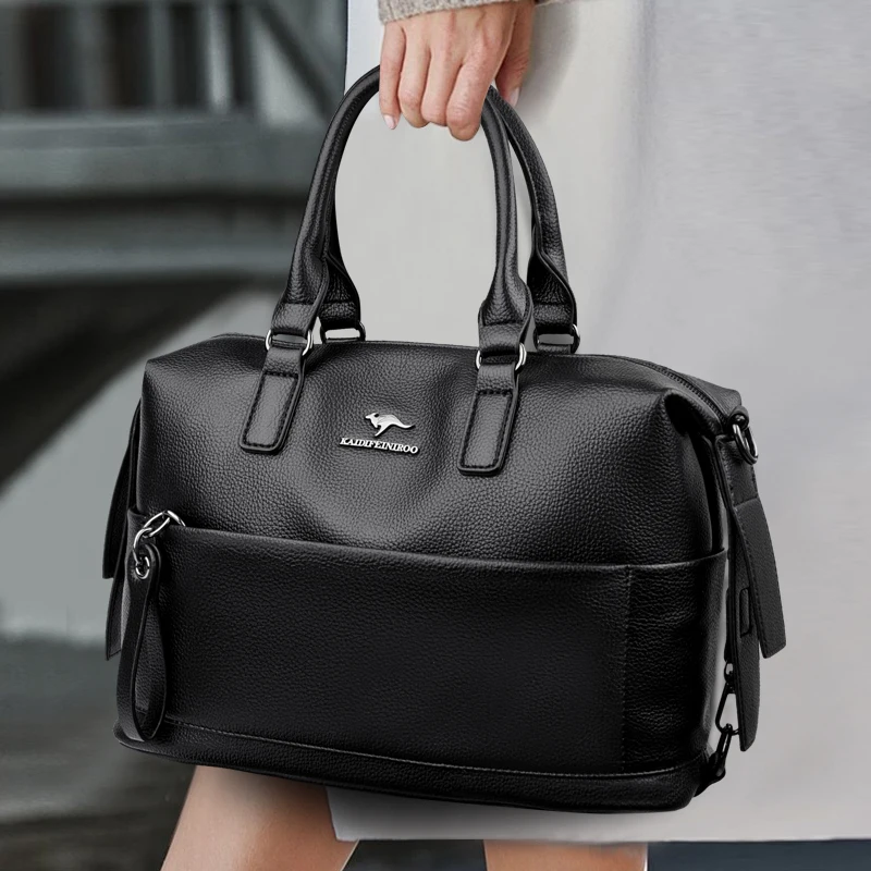 

High Quality Women Oil wax Leather Shoulder Bag Crossbody Bags Casual Large Capacity Tote Luxury Designer Female Handbag New Sac