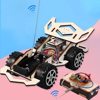 Kids Remote Control Electric Wooden Racing Toys Technology Innovation DIY Hand-assembled Electric Wireless Four-wheel Drive Toys