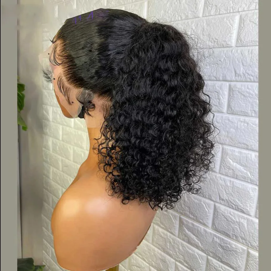 

Natural Black Soft Glueless 180 Density Kinky Curly Lace Front Wig For Women BabyHair 26“Long Heat Resistant Preplucked Daily