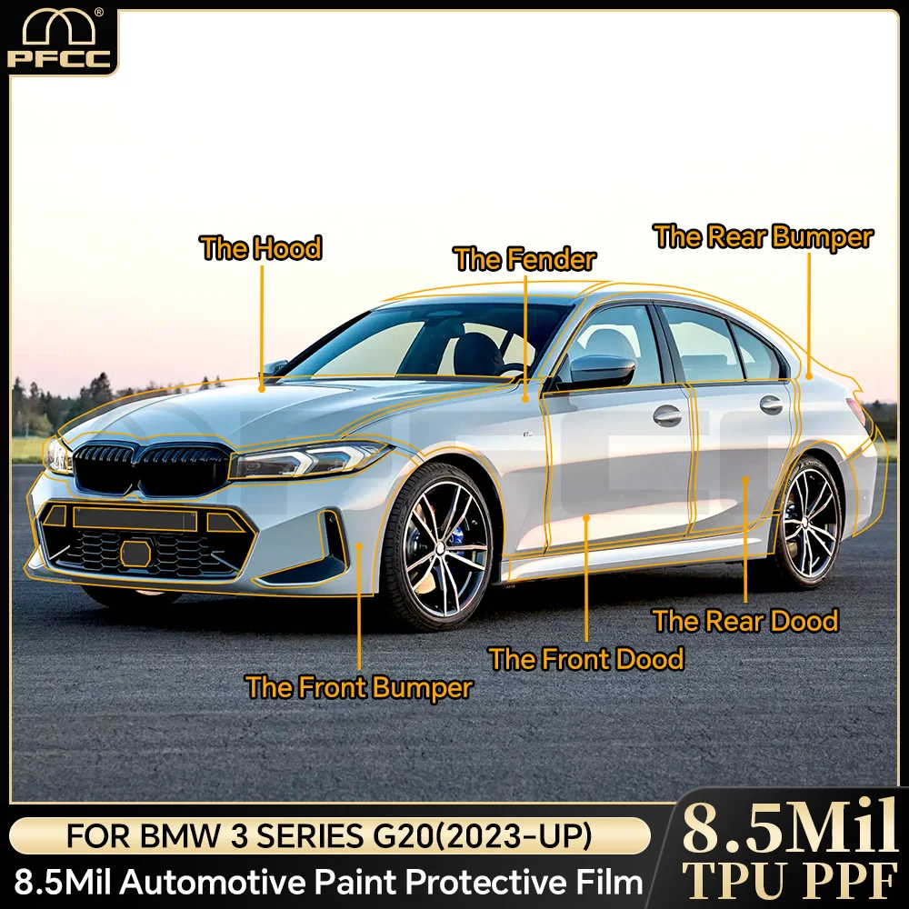 

Pre Cut Car Paint Protection Film Clear PPF Decal Kit For BMW 3 Series G20 2023 Body Transparent Anti Scratch Invisible 8.5thick
