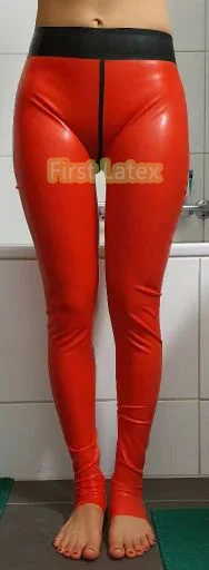 

Handmade Sexy Women's Latex Rubber Stockings Pants Rubber Skin Tights High Waist Leggins Latex Slim Trousers With Black Trim