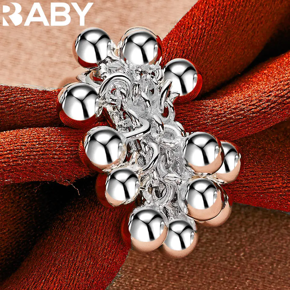 URBABY 925 فضة حجم 6-10 الخرز الكرة الدائري للنساء الرجال مجوهرات الأزياء سحر نعمة الزفاف المشاركة اكسسوارات #5