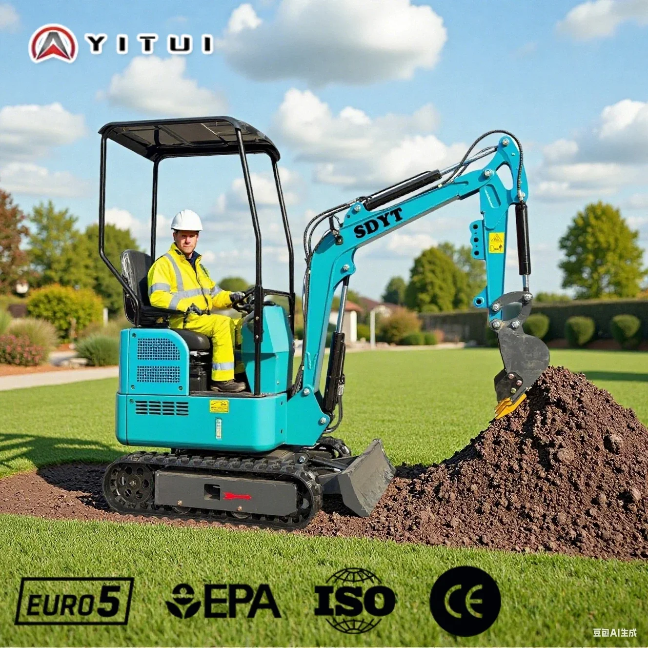 Mini escavatore da 1,5 tonnellate personalizzato a basso prezzo di fabbrica di vendita calda Piccolo escavatore Euro 5 Epa Kubota Motore Mini escavatore