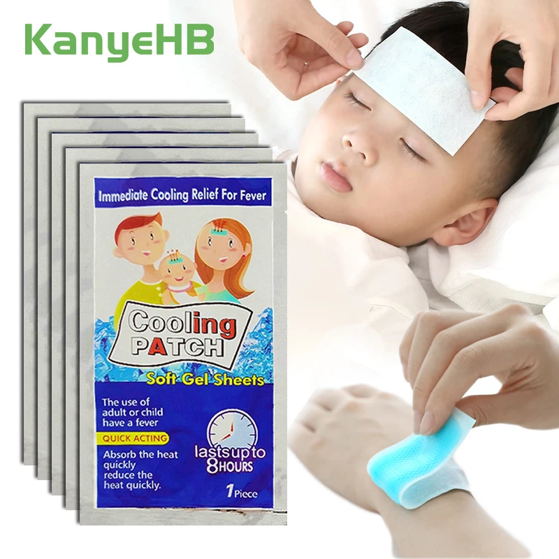 

5pcs Mint Ice Gel Cooling Patches Baby Fever Down Medical Plaster Migraine Headache Pad Lower Temperature Polymer Hydrogel A167