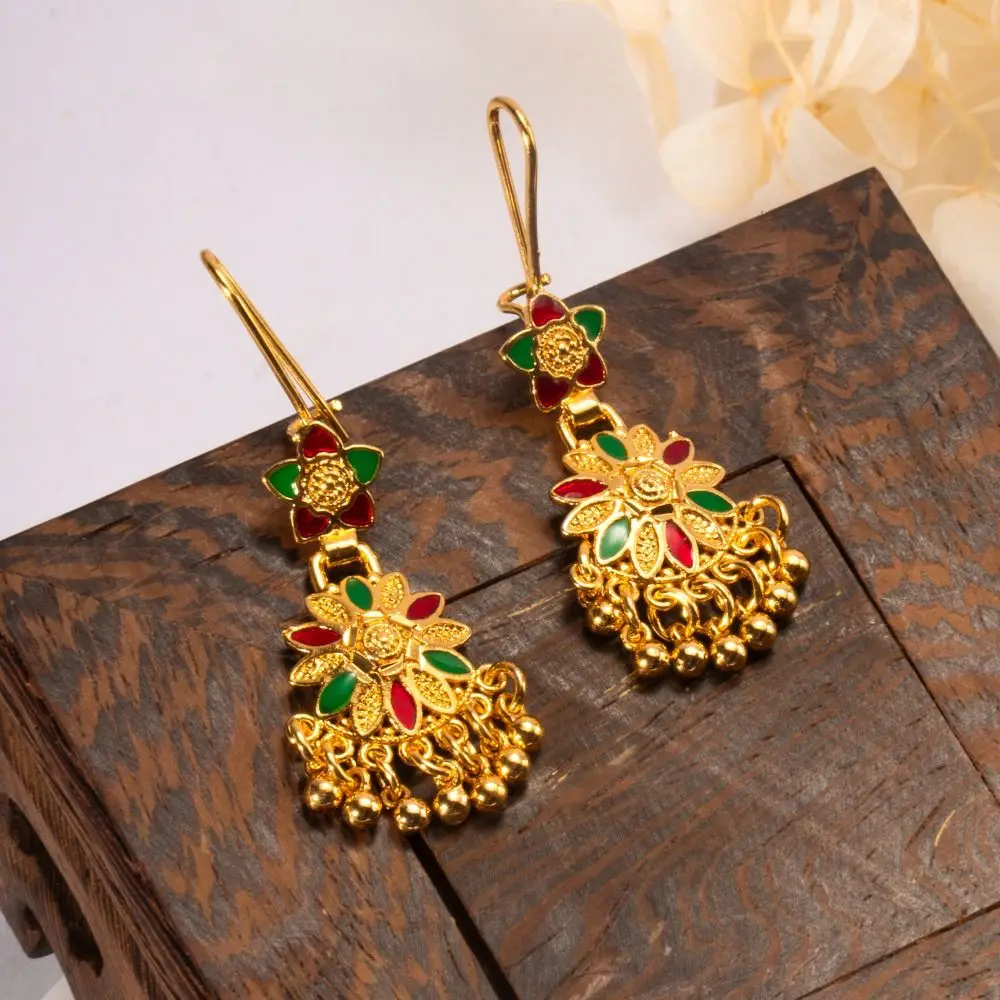 Luxury Tassle Drop Earrings Ethnic Style Dubai India Style African Bridal Earring Brass Gifts Dubai Jewelry Wedding Decor