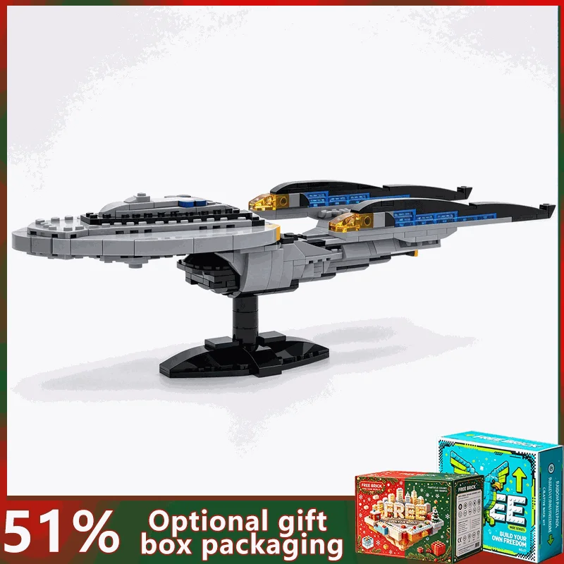 456PCS Large Futuristic Saucer Hull Starship Model Custom Building Blocks DIY Creative Galaxy Assembly Puzzle Display Toy Gift