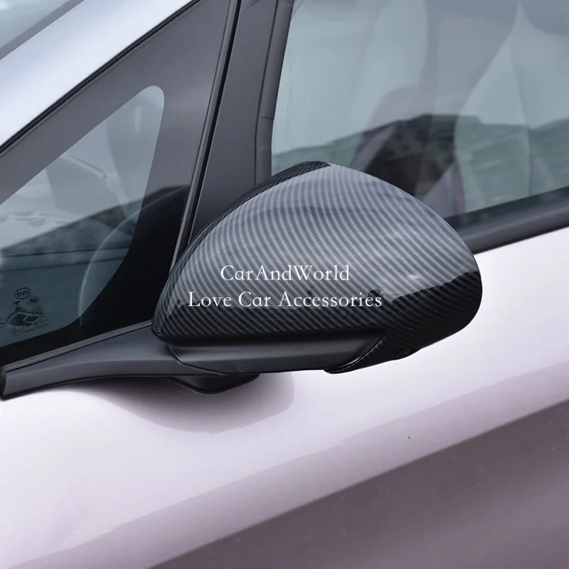 ABS Carbon Fiber Door Rear View Mirror Frame Cover Rearview Trims Car Moulding Accessories For BYD Dolphin 2021-2025