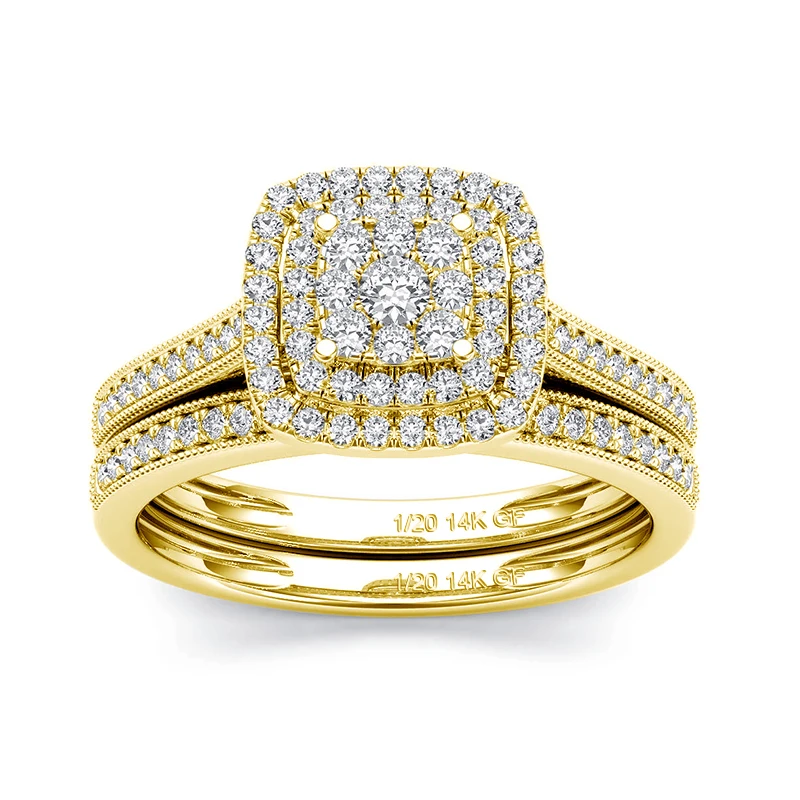 

Szjinao 2pcs 14k Gold Filled Rings Set Moissanite Diamonds Certified Wedding Jewelry For Women Waterproof Bride Gift Non Tarnish