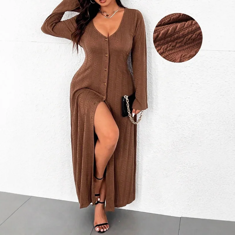Women's Simple Casual Style Dress Autumn and Winter Slim Design One-step Long Skirt