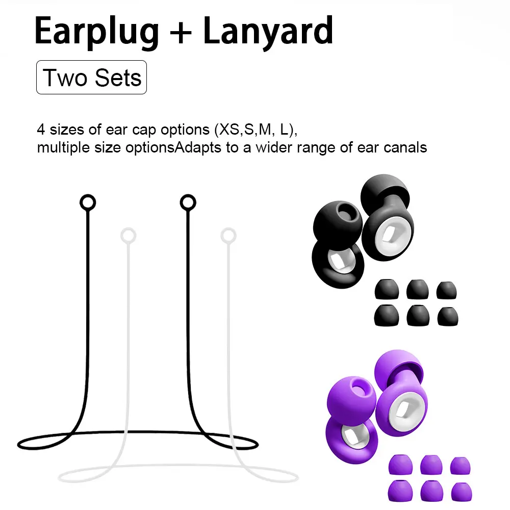 Silicone Earplugs Pack 2 Pairs Equipped With Silicone Lanyard Waterproof Noise Blocking Ear Protection For Diving Training Woodw