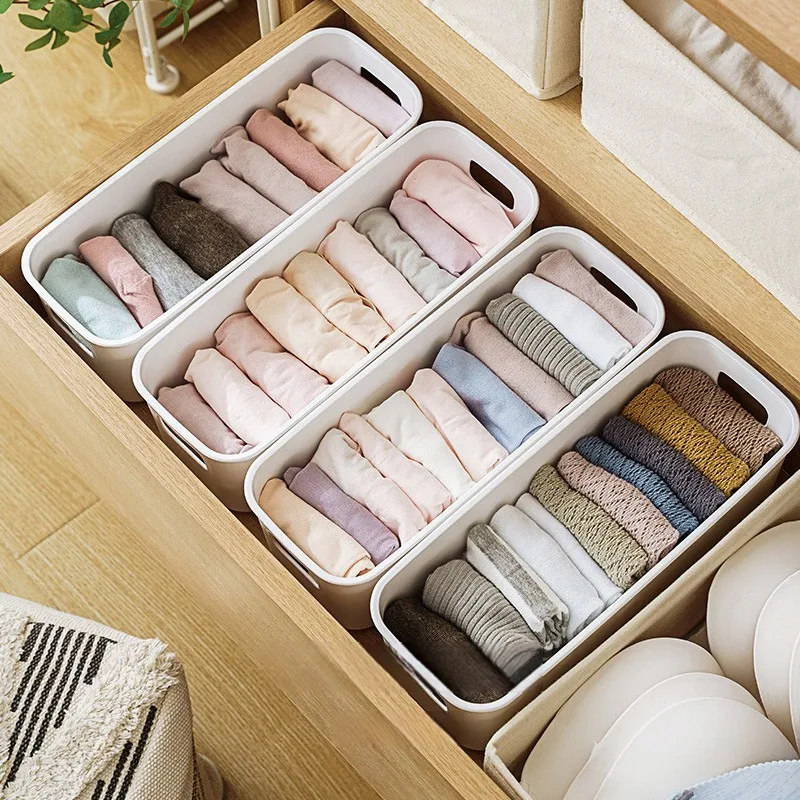 Stackable Plastics Desktop Storage Box Divided Drawer And Closet Containers Organizer For Scarves Sundries Storage