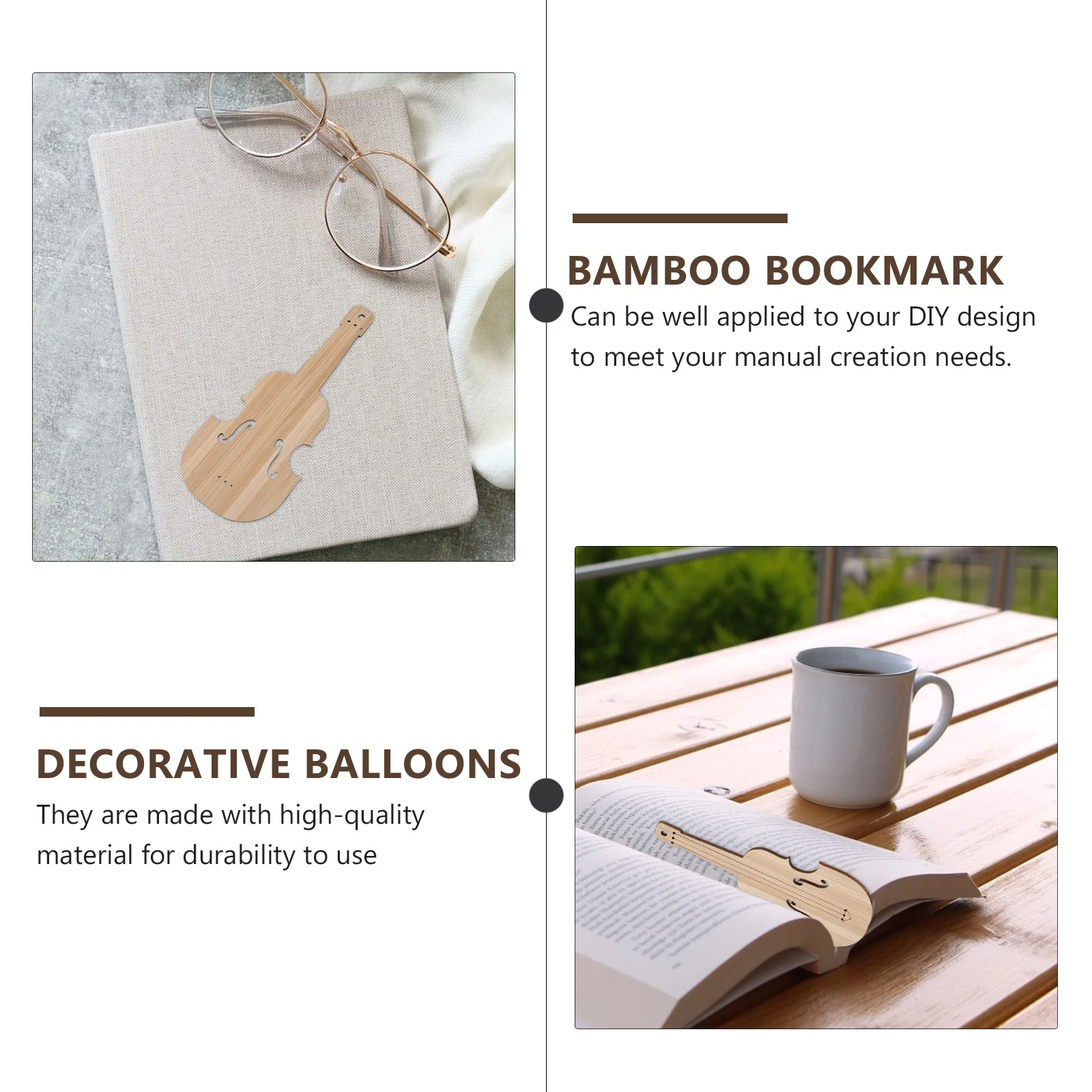 

6Pcs Bamboo Blank Bookmark Violin Design DIY Material for Handmade Craft Gift Decoration Tags Bamboo Bookmark DIY Material