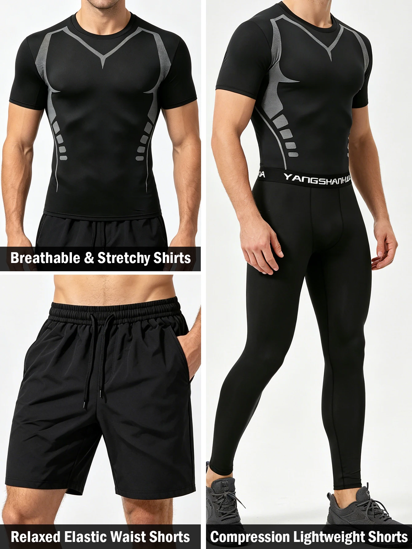 3-Piece Men’s Set, Short-Sleev - đánh giá và giá Running Gear Track