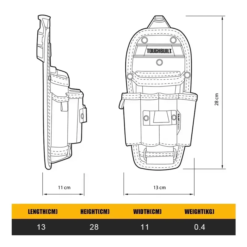 TOUGHBUILT TB-CT-36-L6 فني 6 جيب الحقيبة أدوات كبيرة حقيبة التعبئة والتغليف المحمولة أداة السلطة الملحقات