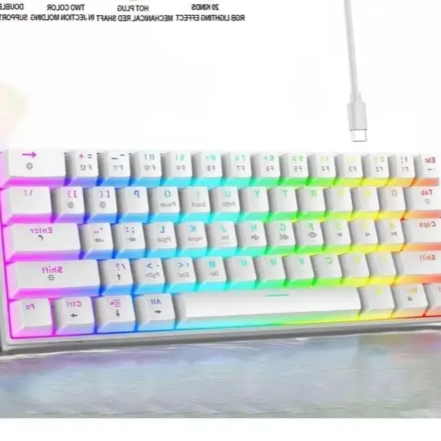 Bluetooth 2.4g echanical wireless keyboard 60% ergonomic 61-Key Gamer keyboards Gaming Computer key board white Backlit claviers