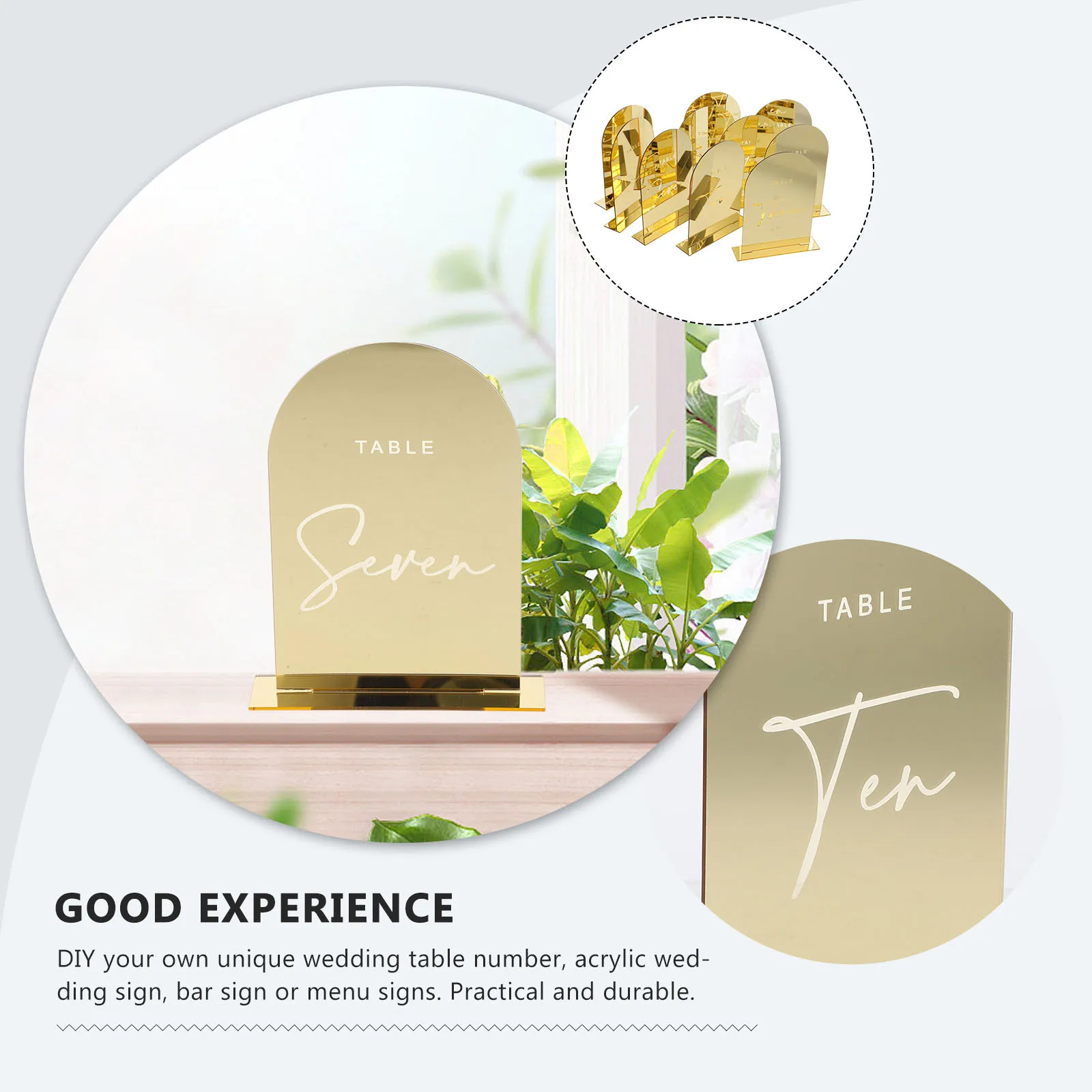 

10Pcs Gold Acrylic Table Numbers Wedding Seat Cards Place Cards for Party Reception Event Decor Acrylic Sign