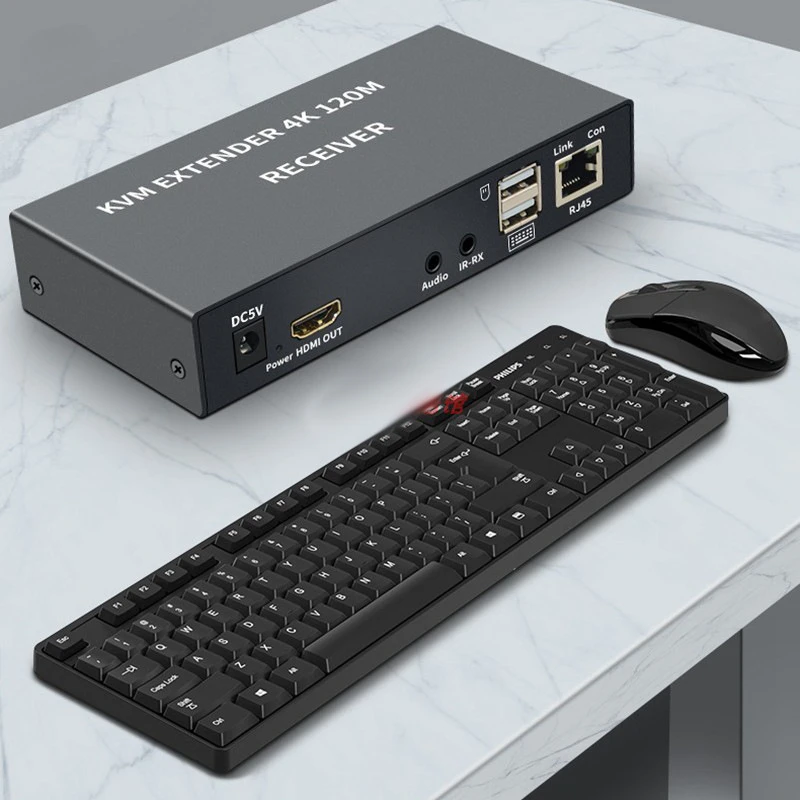 4K USB KVM Extender 120M over Cat6 KVM Extender HD RJ45 Over Lan Network KVM HDTV Extender with USB For Mouse Keyboard