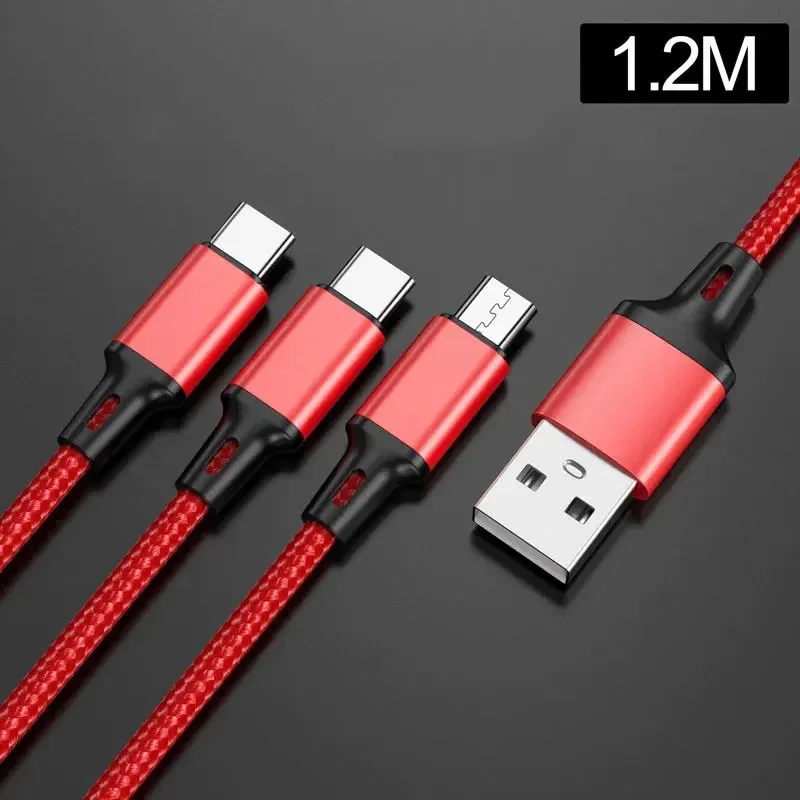 MVQF Multi Usb Port 3In1 Micro USB Type C Ładowarka Kabel Wielokrotny Usb Przewód do ładowania Usbc Telefon komórkowy Przewód do Iphone Samsung S10