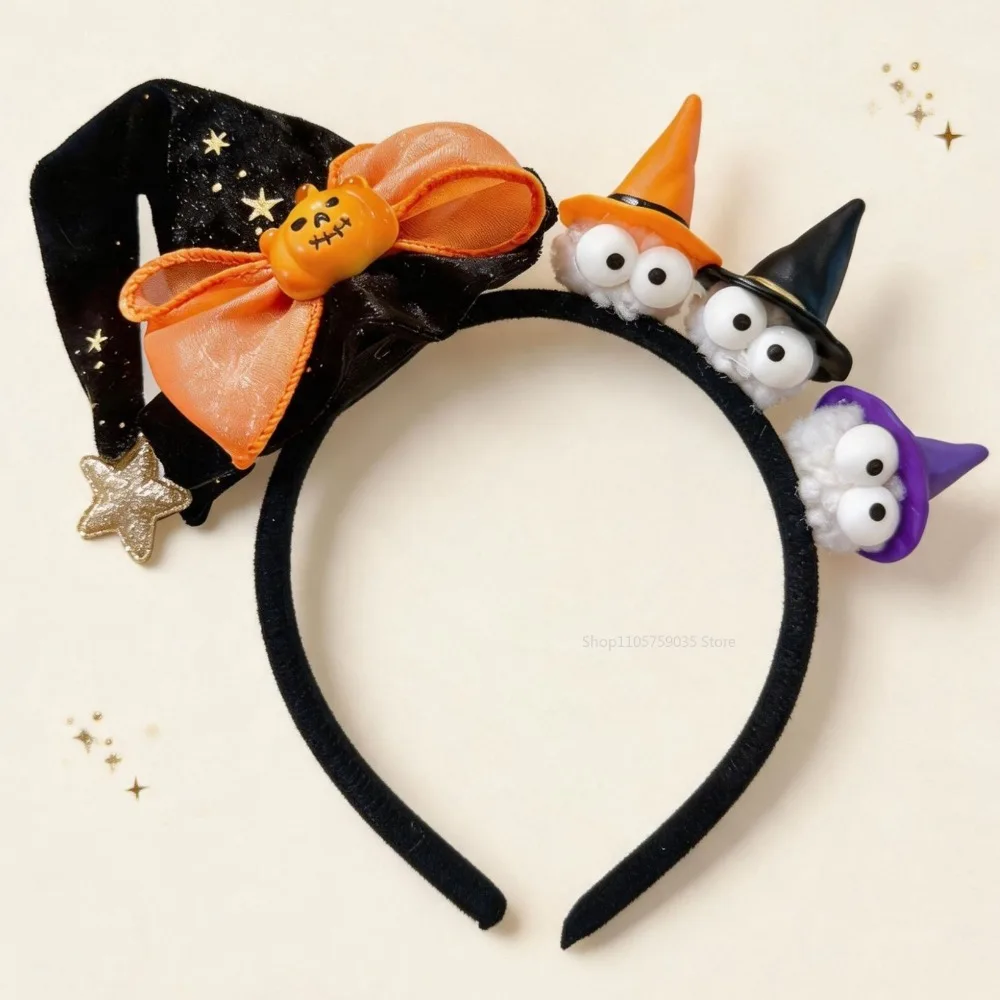 Halloween Wizard Hat Headband for Women Little Ghost Witch Hat Headband Hairpin Headgear Hair Accessories Halloween Dress Up