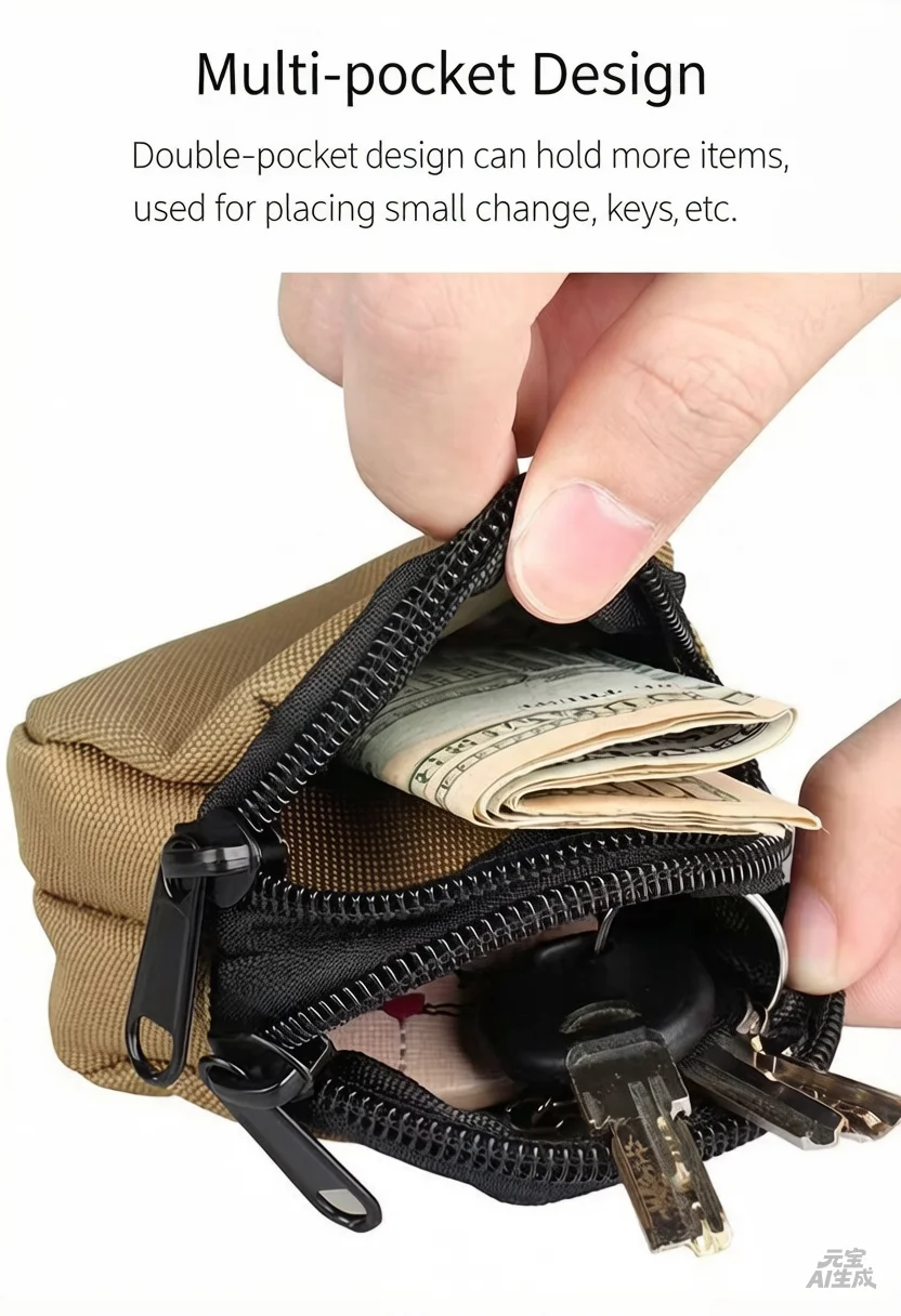 

Bluetooth Earphone Storage Bag, Coin Storage Bag, Key Bag, Outdoor Tactical Waist Bag, Mini Convenient Storage Bag