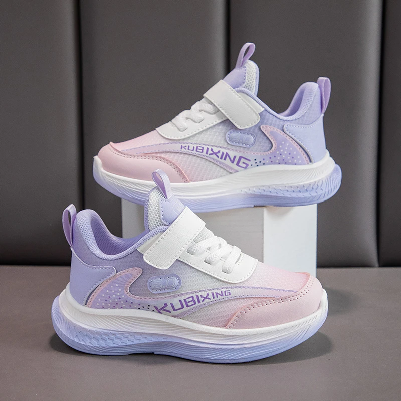 

New Children Sneaker Girls Running Shoes Flexible Knit Fabric Autumn Kids School Tennis Sports Shoes White Girls Sneaker