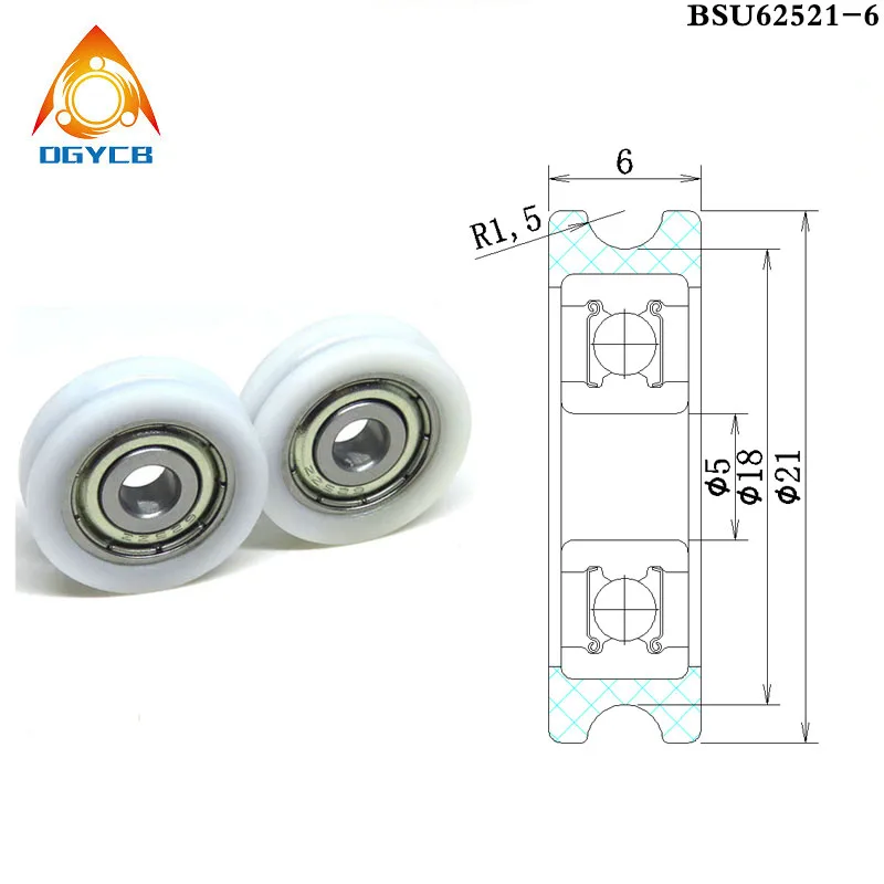 4pcs 625ZZ Coated POM U Groove Bearing Roller 5x25x7 BSU62525-7 OD 25mm Line Lifting Wheel 5*22*7 Door Window Plastic Pulley