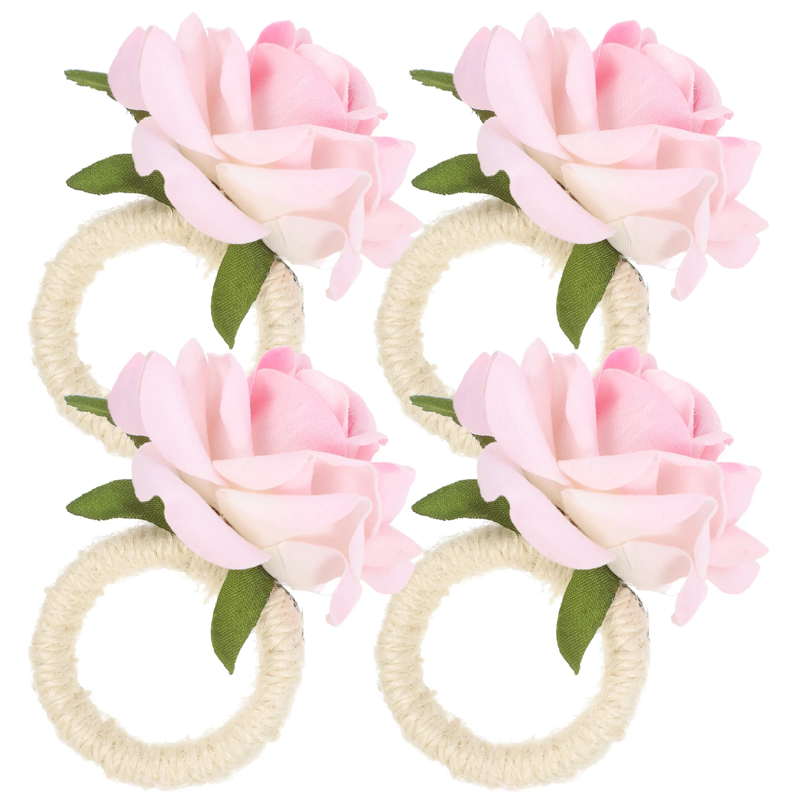 

4Pcs Plastic Rose Flower Napkin Table Decor Napkin Holders for Wedding Party Banquet Decoration Valentine's Day Serviette