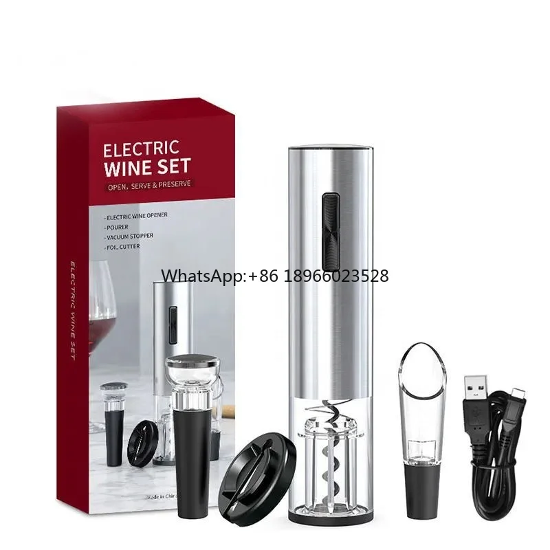 USB Rechargeable Stainless Steel Electric Automatic Corkscrew Wine Bottle Opener