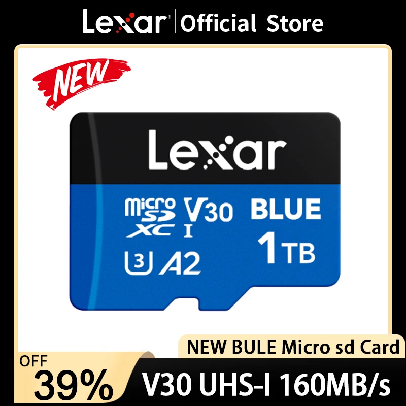Карты памяти Lexar BLUE, 160 МБ/с, карта Micro SD, 256 ГБ, 512 ГБ, 1 ТБ SDXC UHS-I A2 V30, 4K TF-карта для телефона/игровой консоли/наблюдения Карты памяти Lexar BLUE, 160 МБ/с, карта Micro SD, 256 ГБ, 512 ГБ, 1 ТБ SDXC UHS-I A2 V30, 4K TF-карта для телефона/игровой консоли/наблюдения