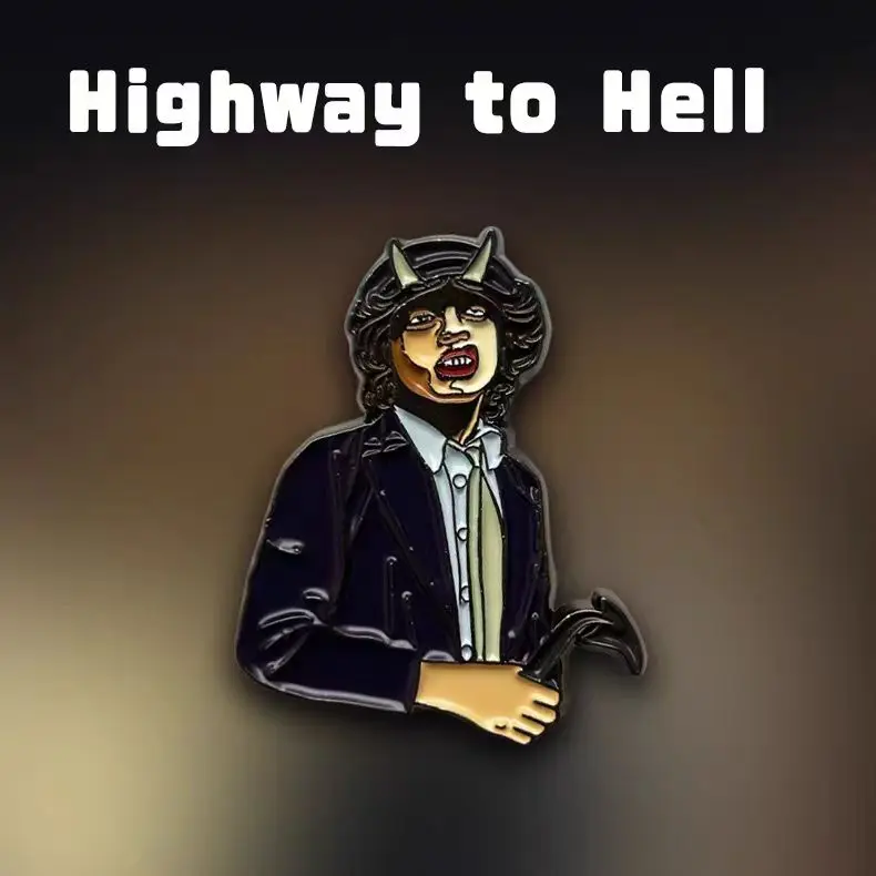 

AC/DC Hell Highway Angus Young Hard Rock Perimeter Badge Brooch