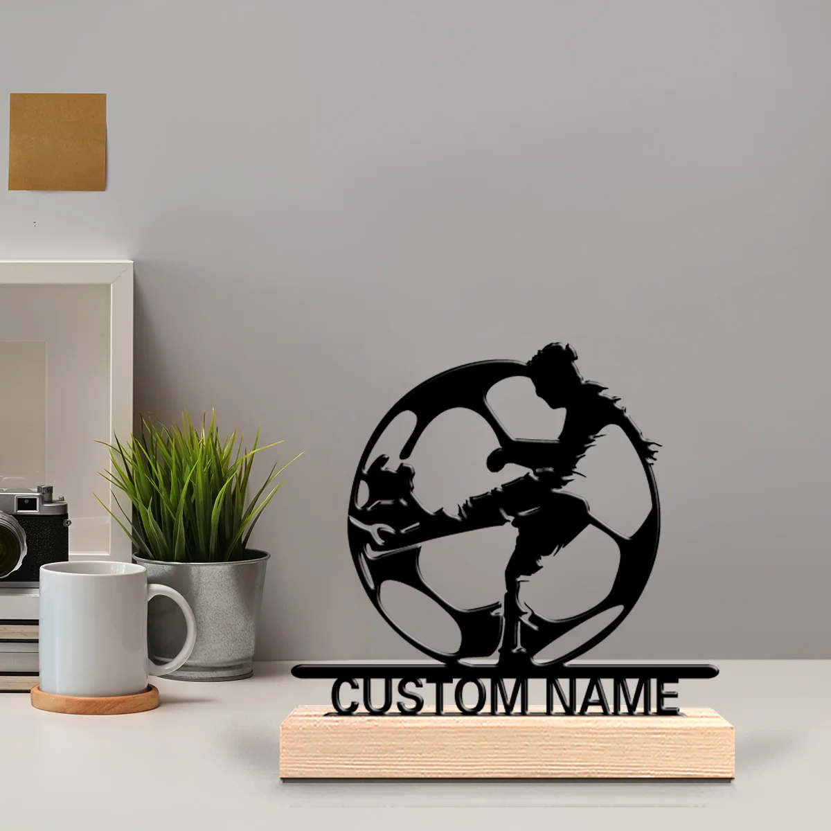 1 pièce Décoration personnalisée en fer forgé style rétro avec base en bois, pour bar, cadeaux de fêtes