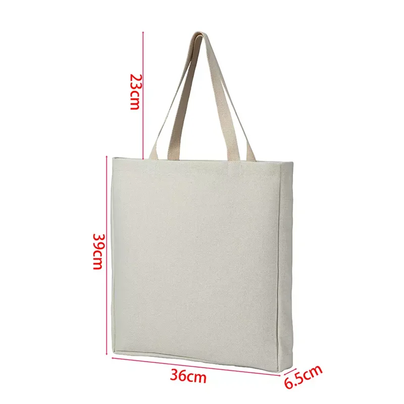 Fashion Sublimation Blank Shopping Tote Shoulder Bag with Handles Casual Large Capacity Reusable Linen Hangbag for Custom Logo