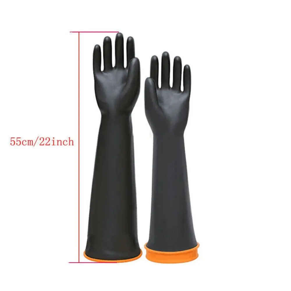 Resist Strong Acid and Alkali Chemical Resistant Gloves Reusable Long Industrial Rubber Gloves 17''22'' Heavy Duty