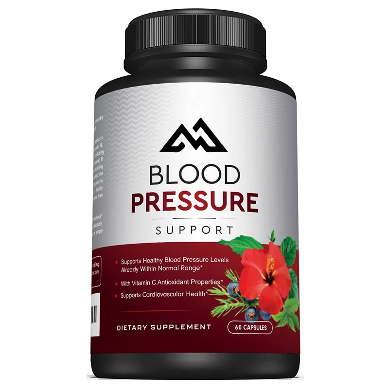 

High quality blood pressure support supplement, containing 60 capsules of garlic,hawthorn, and hibiscus for antioxidant purposes