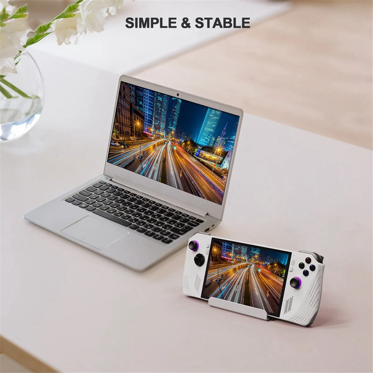 

T06C-для Rog Ally Ручная настольная подставка из алюминиевого сплава Steamdeck/переключатель сотового телефона Портативная простая подставка, белая