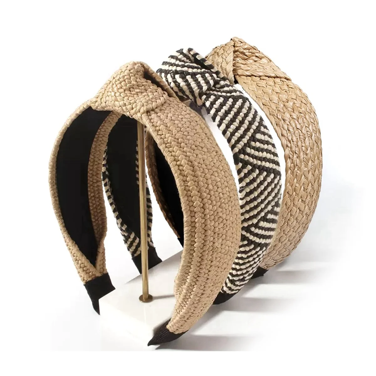 CGS-結び目ヘッドバンド、ビーチ休暇用ボヘミアンバンド3個、ビーチ用ヘアアクセサリー、女性用