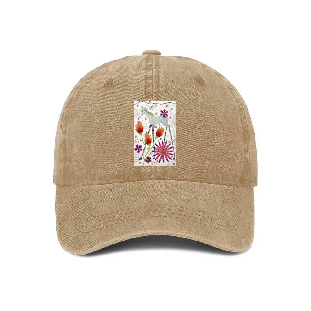 Tall Horse with Flowers Baseball Cap Adjustable Unisex Caps