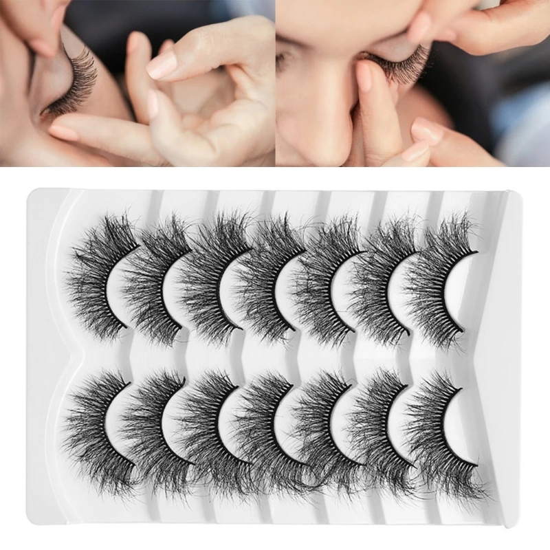 7 Pack False Eyelashes Cat Eye Fluffy Faux Mink Lashes 3D Wispy Lashes Dramatic Long Thick Volume Fake Eye Lashes