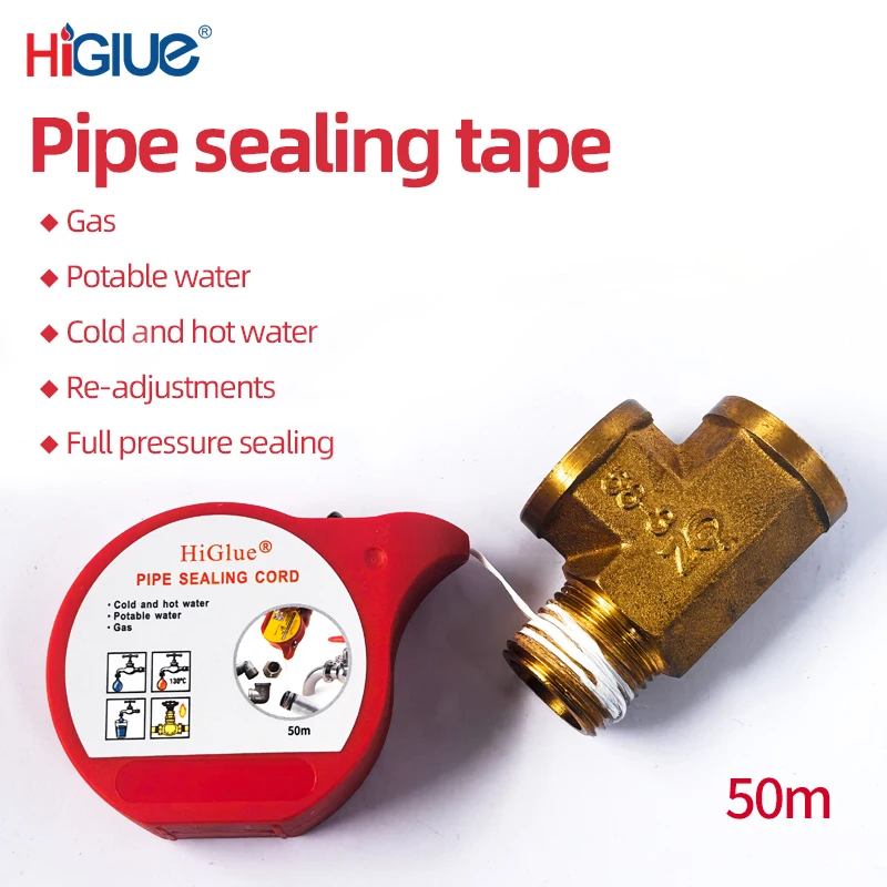 50-Meter Pipe Sealing Rope (1-5 Pieces Per Pack) - Reusable Household Pipe Sealant, Suitable for Kitchen and Bathroom Repairs.