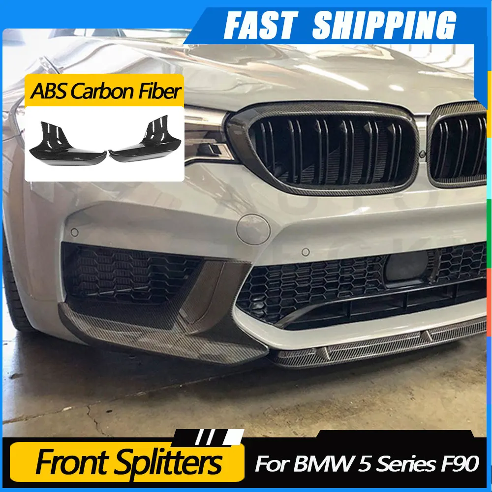 

JMCARCOOL ABS Carbon Look Front Bumper Splitters For BMW 5 Series F90 M5 2018 -2020 Front Lip Spoiler Protector Guard