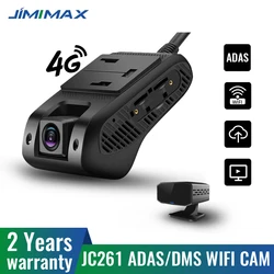 JIMIMAX JC261D AI Camera Car DVR DMS Dashcam ADAS Wifi Voice Alert 2 Live Stream Video Vehicle Cam Remote Control APP/Web