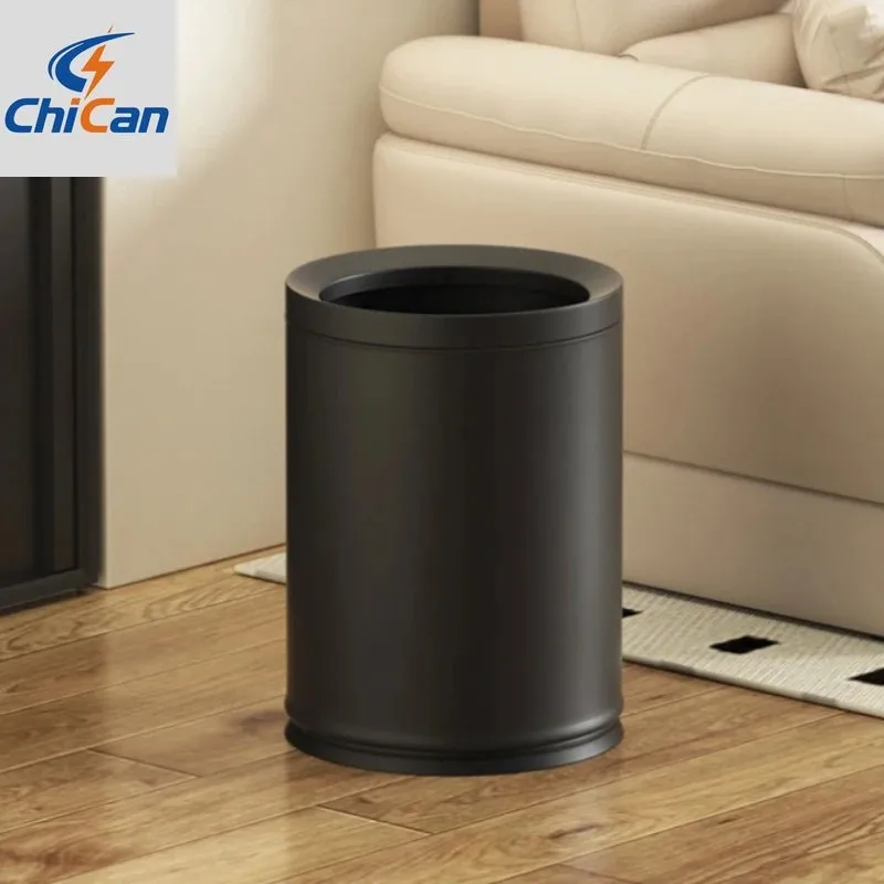 

【Hot】Simple Waste Bins Living Room Metal Wastebasket Large Capacity Food Waste Trash Can Kitchen Recycle Dustbin Home Clean Supp