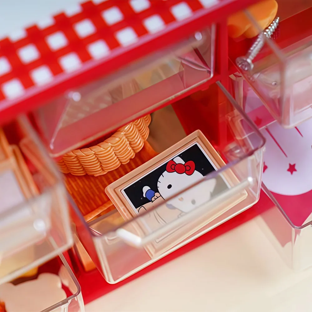 Genuine Sanrio Hello Kitty Cosmetics Sundries Storage Rack Countertop Storage Box Makeup Container Desktop Drawer Type Storage