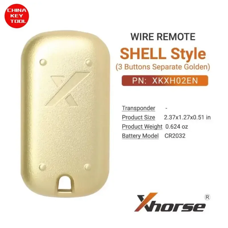 1PCS Xhorse Wire Remote Shell Style Separate Golden 4 Buttons XKXH02EN